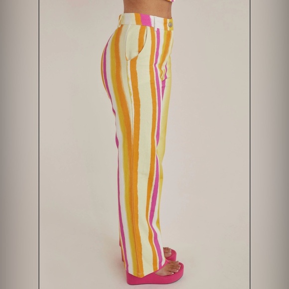 Peppermayo Pants - Peppermayo high waisted sunset striped straight leg pants